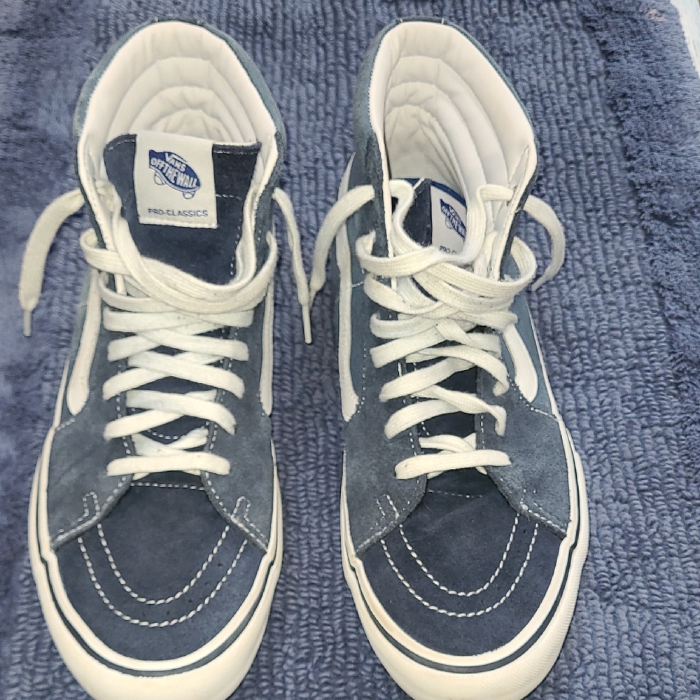 Vans Men's High Top Athletic Shoes in Navy and White